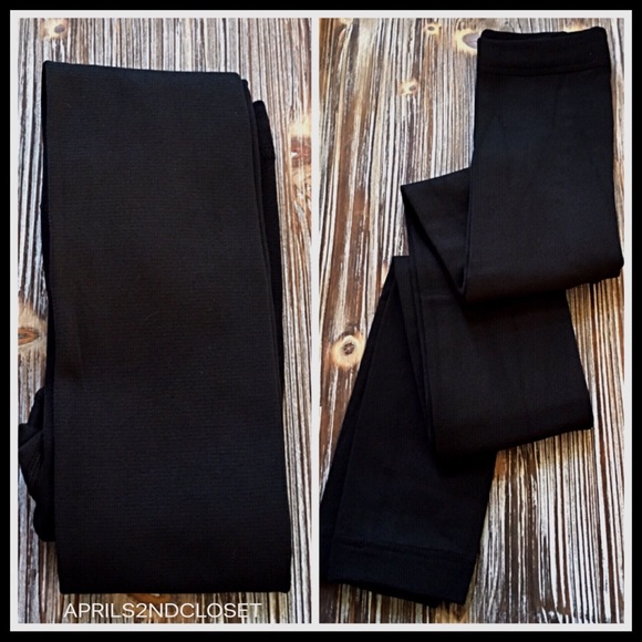 2 BLACK FLEECE LINED LEGGINGS A2C - Picture 12 of 15